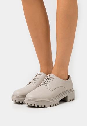Women's Anna Field Lace up Block heel platform Low Shoes Grey | ILMTHCN-40